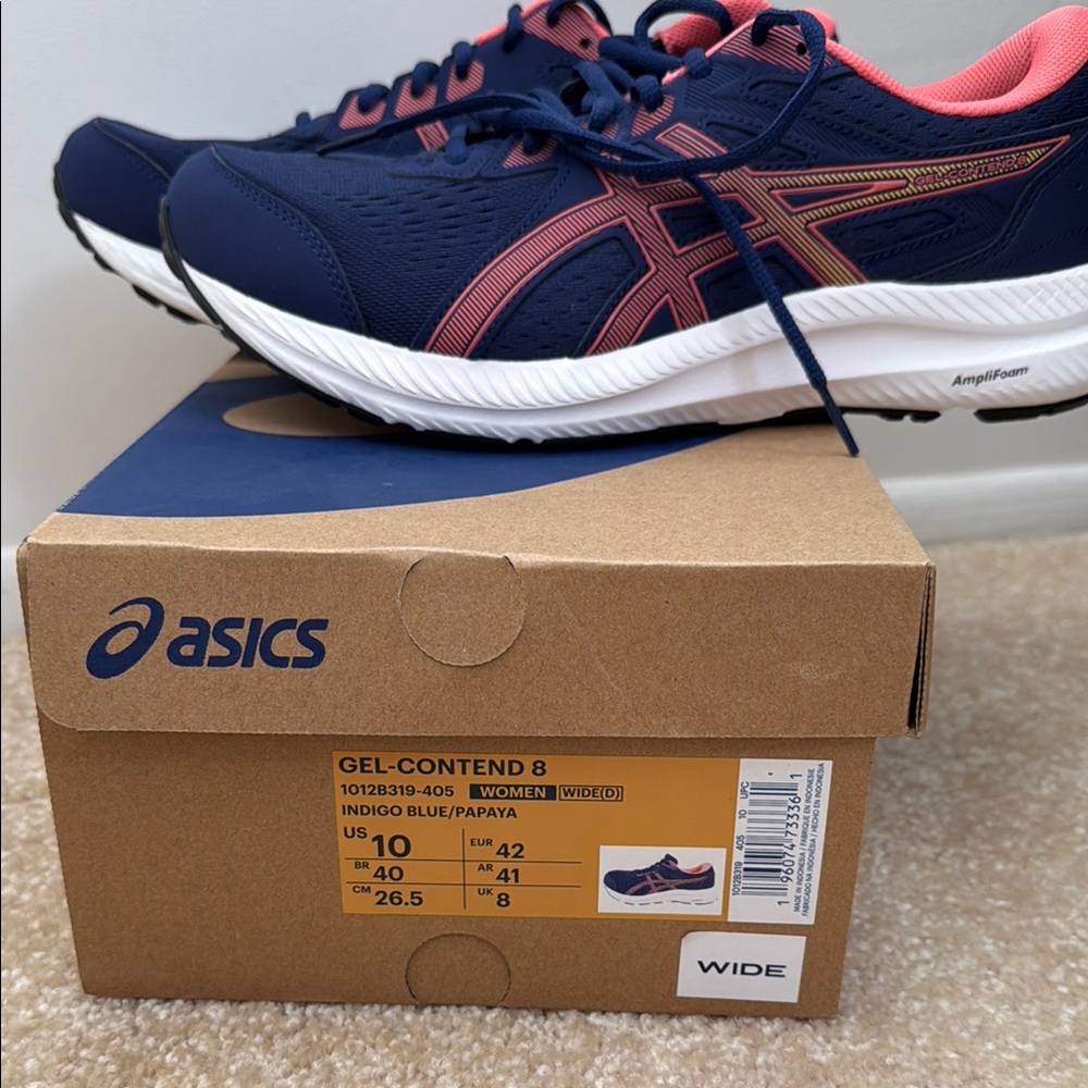 Asics Gel-Contend 8 Navy and Coral Sneakers